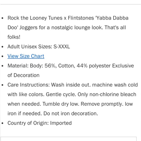 Yabba, Dabba Doo & Space Jam LOLA Tweety Bird Double Sided Sweatpants/ Joggers - Picture 12 of 12